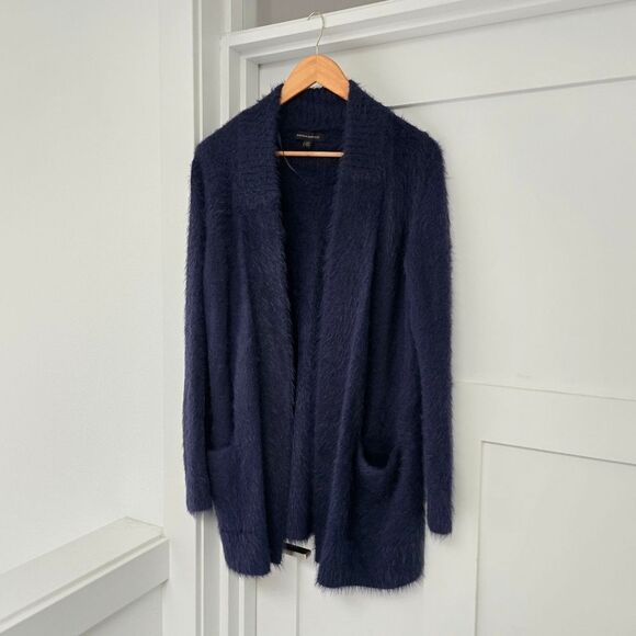 Banana Republic Holiday Eyelash Open Long Duster Cardigan in Navy - Picture 1 of 12